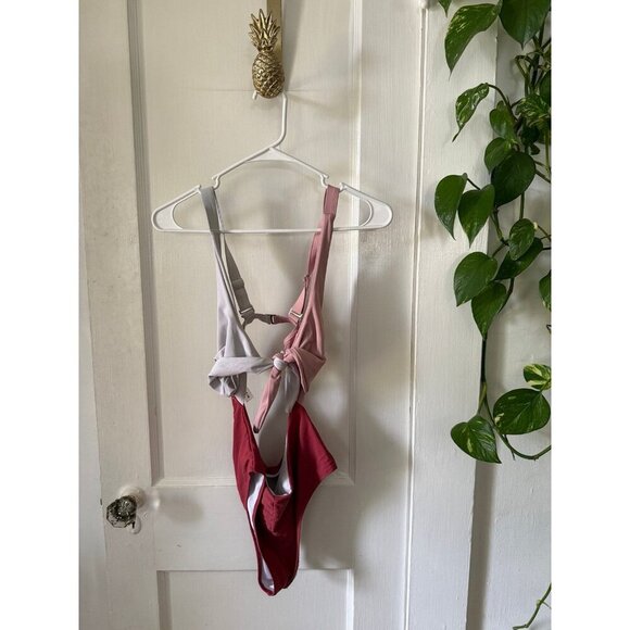 SHEIN women’s size large cut out pink white red bathing suit - Picture 1 of 9